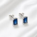 Bông tai bạc S925 đính đá CZ màu Birthstone